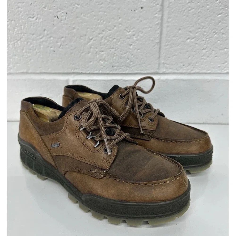 Ecco Track 25 Low Goretex GTX Brown‎ Leather Hiking Shoes Mens Size 41 US 7.5